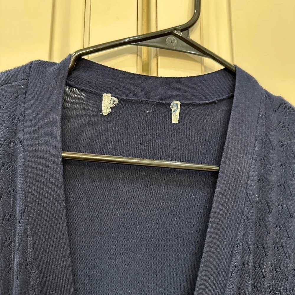 Navy Open-Front Cardigan Sweater